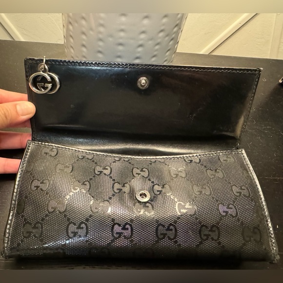 Stunning Authentic GUCCI shiny guccissima wallet clutch in black - Picture 4 of 8